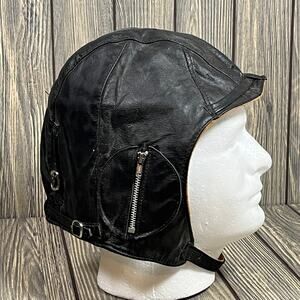 Aviator Pilot Helmet Motorcycle Riding Biker Hat Skull Cap Sz 2XL Leather Suede